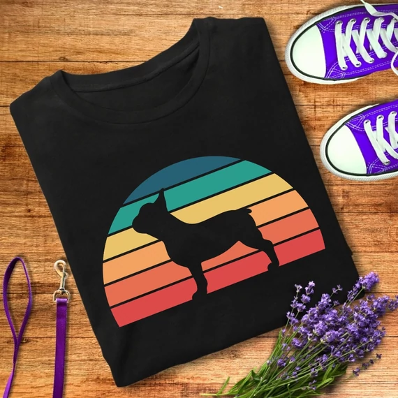 Retro naplemente - bulldog férfi póló