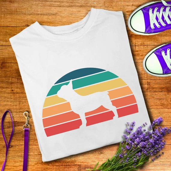 Retro naplemente - bulldog női póló